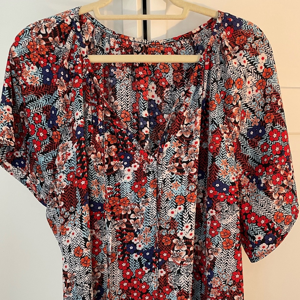 Flutter sleeve tie-neck boho short sleeved blouse - Picture 6 of 11